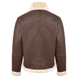 Men's B-3 Leather Aviator Jacket with Faux Shearling in Brown – back view