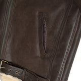 Men's B-3 Leather Aviator Jacket with Faux Shearling in Dark Brown – hand pocket detail
