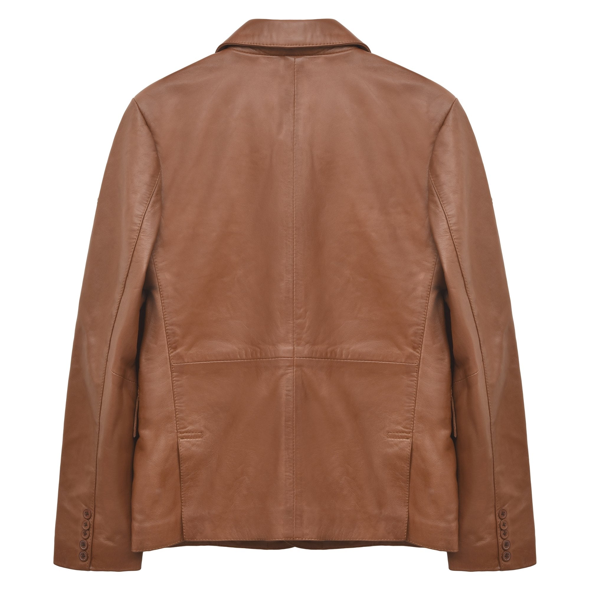 Men's Modern Leather Blazer in Tan – back view