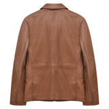 Men's Modern Leather Blazer in Tan – back view