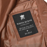 Men's Leather Two-Button Blazer in Tan – lining with inside label