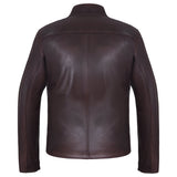 Men's Two-Tone Brown Cowhide Cafe Racer Jacket – back view