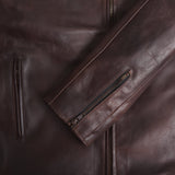 Men's Two-Tone Brown Cowhide Cafe Racer Jacket – zip pocket and zip cuff detail