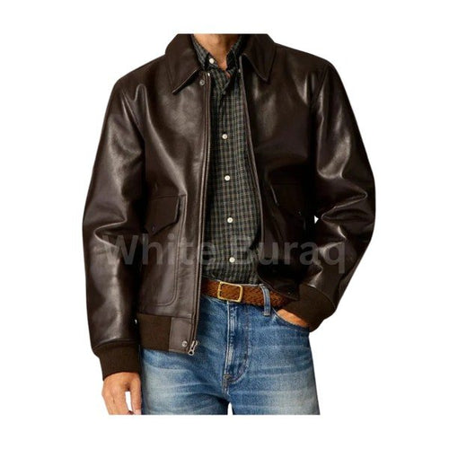 Vintage brown A-2 leather bomber design