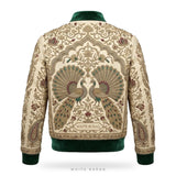 Custom Mughal Peacock Zardozi Embroidered Leather Bomber – back