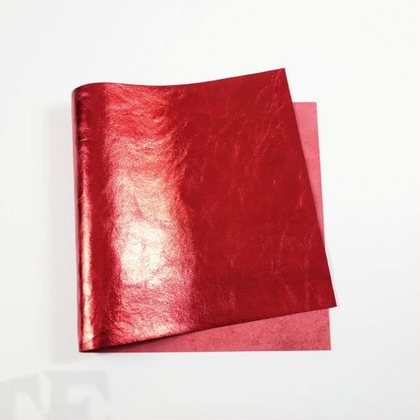 Red metallic leather