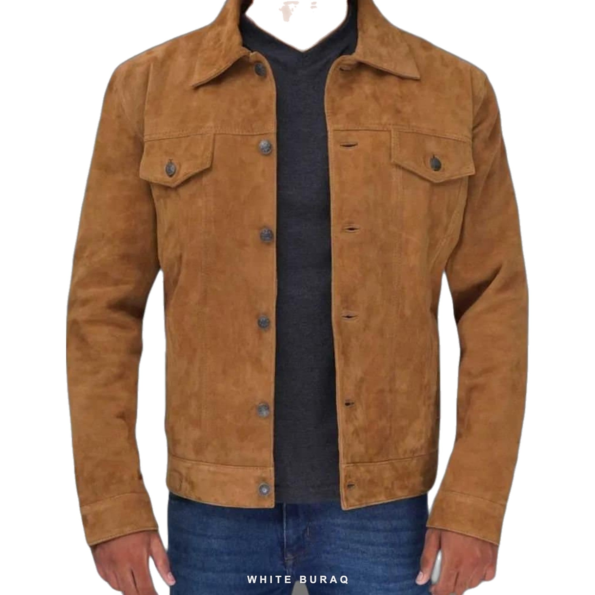 Men's Brown Suede Trucker Jacket
