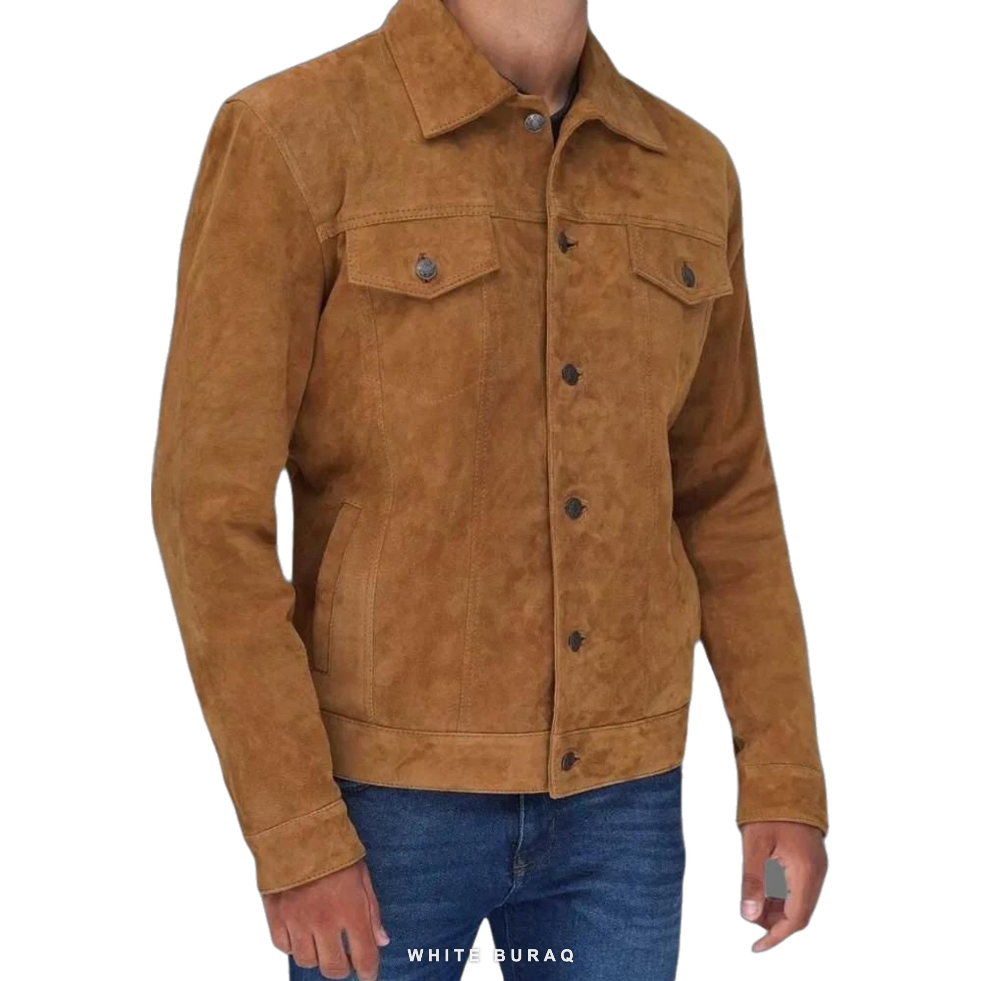 Men's Brown Suede Trucker Jacket – view 4