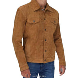 Men's Brown Suede Trucker Jacket – view 4