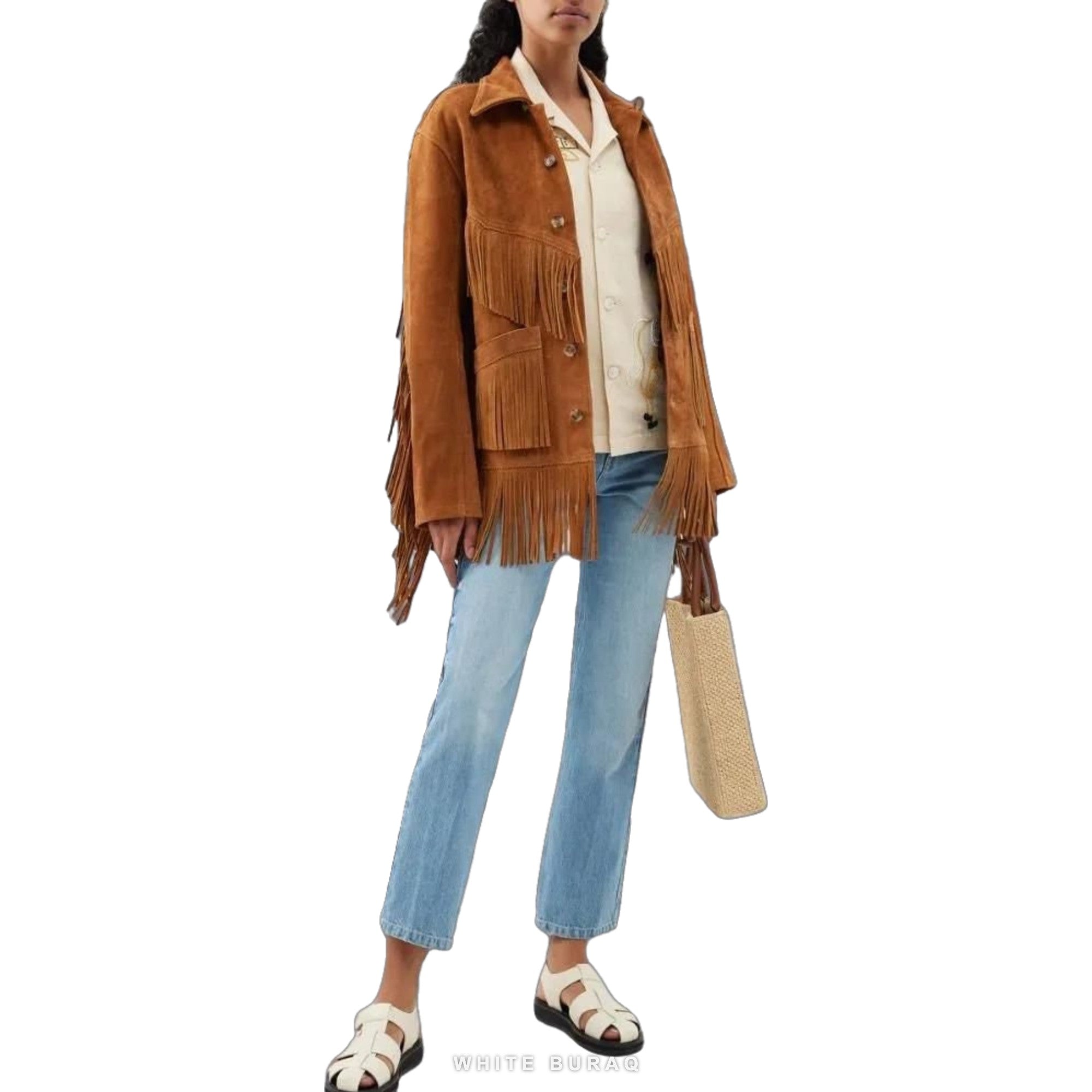 Women's Brown Suede Fringe Western Jacket – view 2