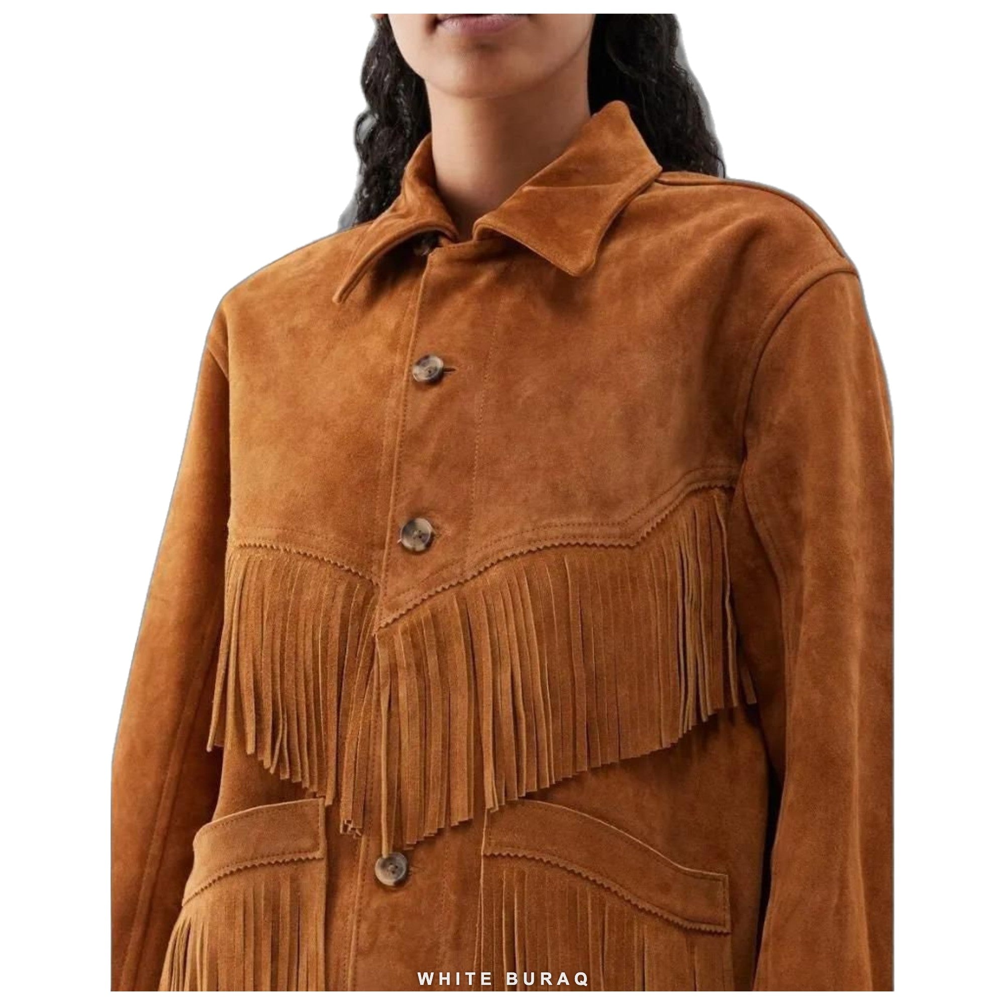Women's Brown Suede Fringe Western Jacket – view 4
