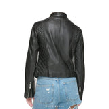 Women's Quilted Black Lambskin Leather Jacket – view 3