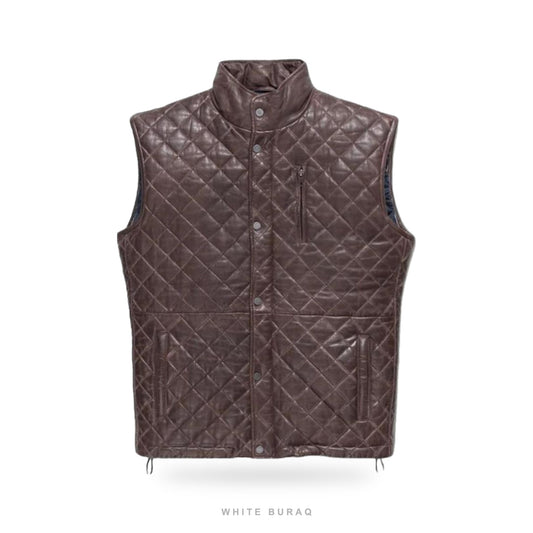 Men's Distressed Brown Lambskin Leather Vest