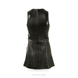 Women's Long Black Leather Vest – view 3