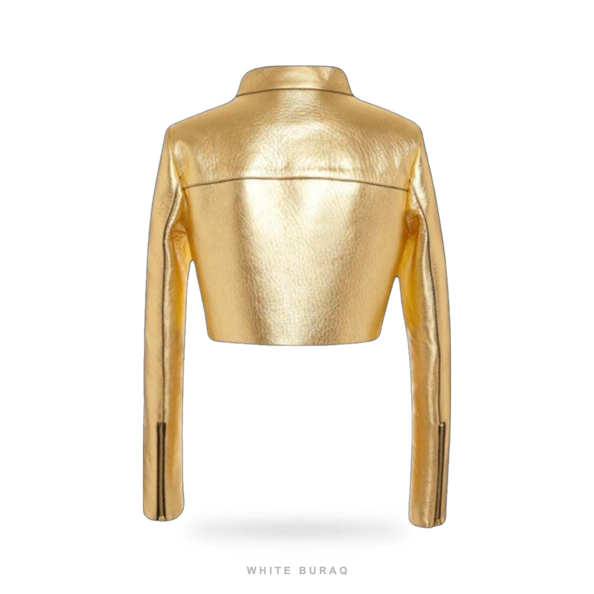 Women's Metallic Gold Cropped Leather Jacket – view 2