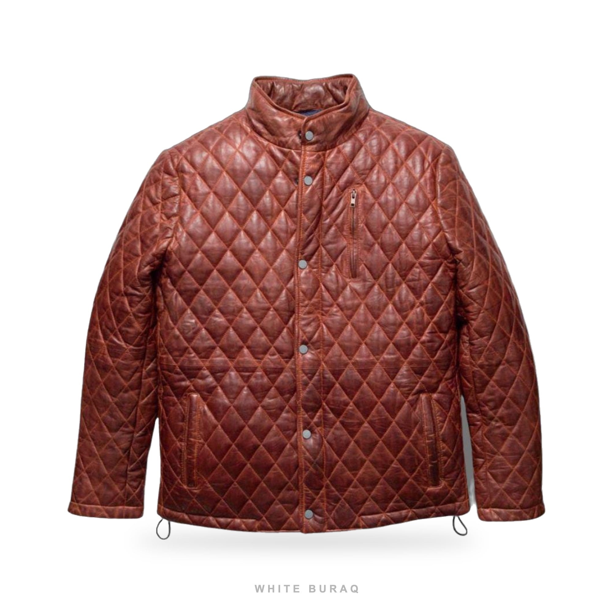 Men's Brown Quilted Lambskin Leather Bomber Jacket