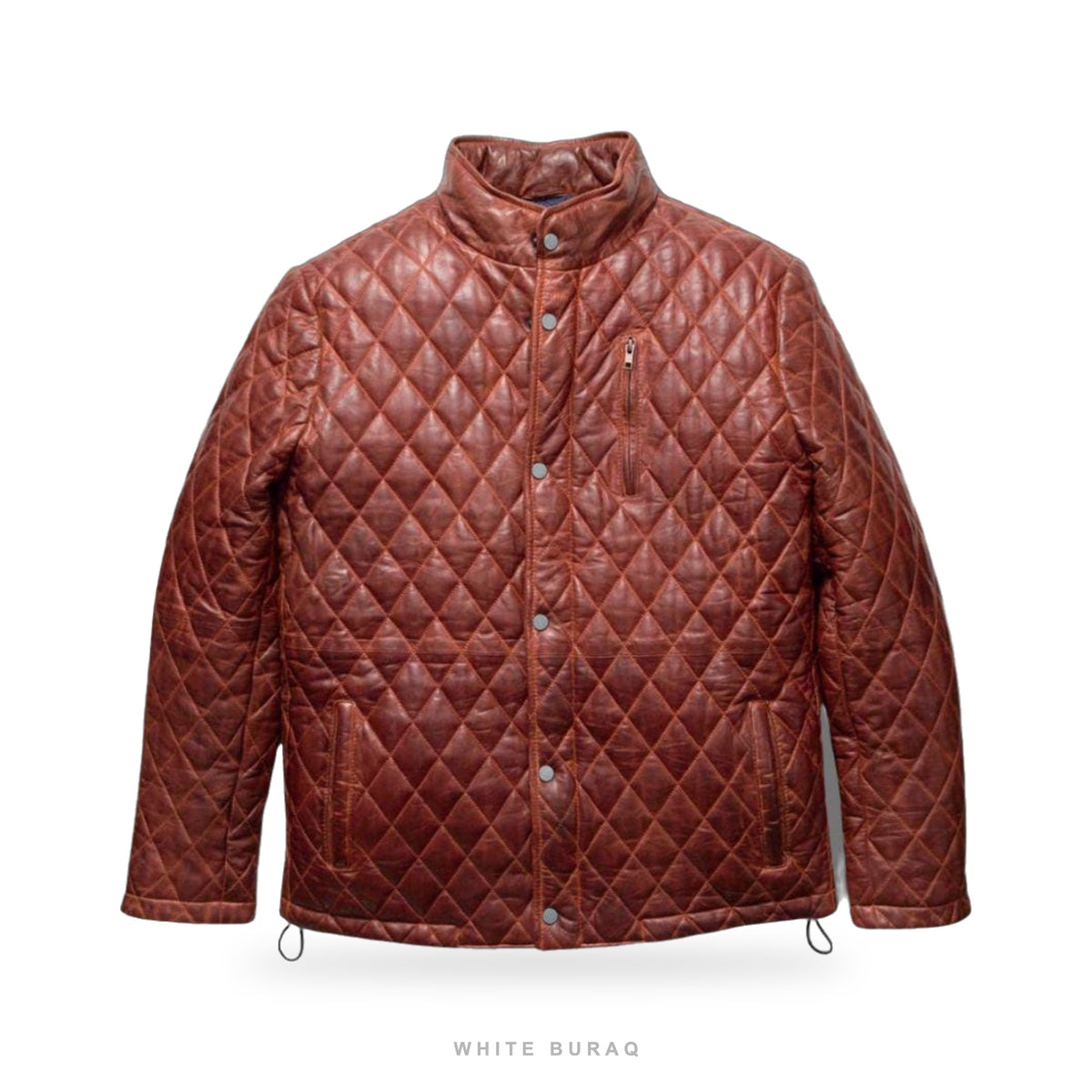 Men's Brown Quilted Lambskin Leather Bomber Jacket