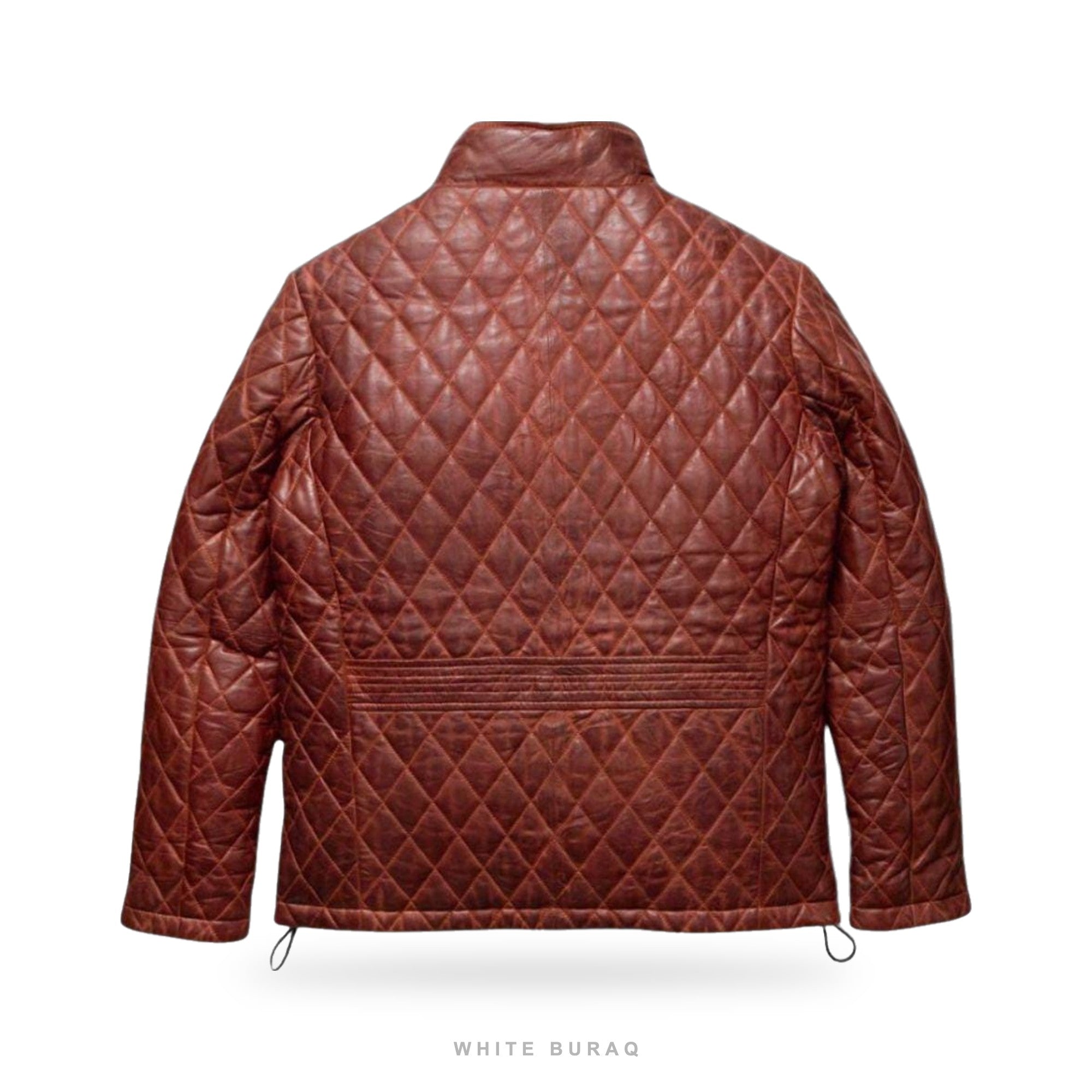 Men's Brown Quilted Lambskin Leather Bomber Jacket – view 2