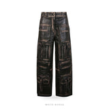 Men's Distressed Lambskin Leather Cargo Pants