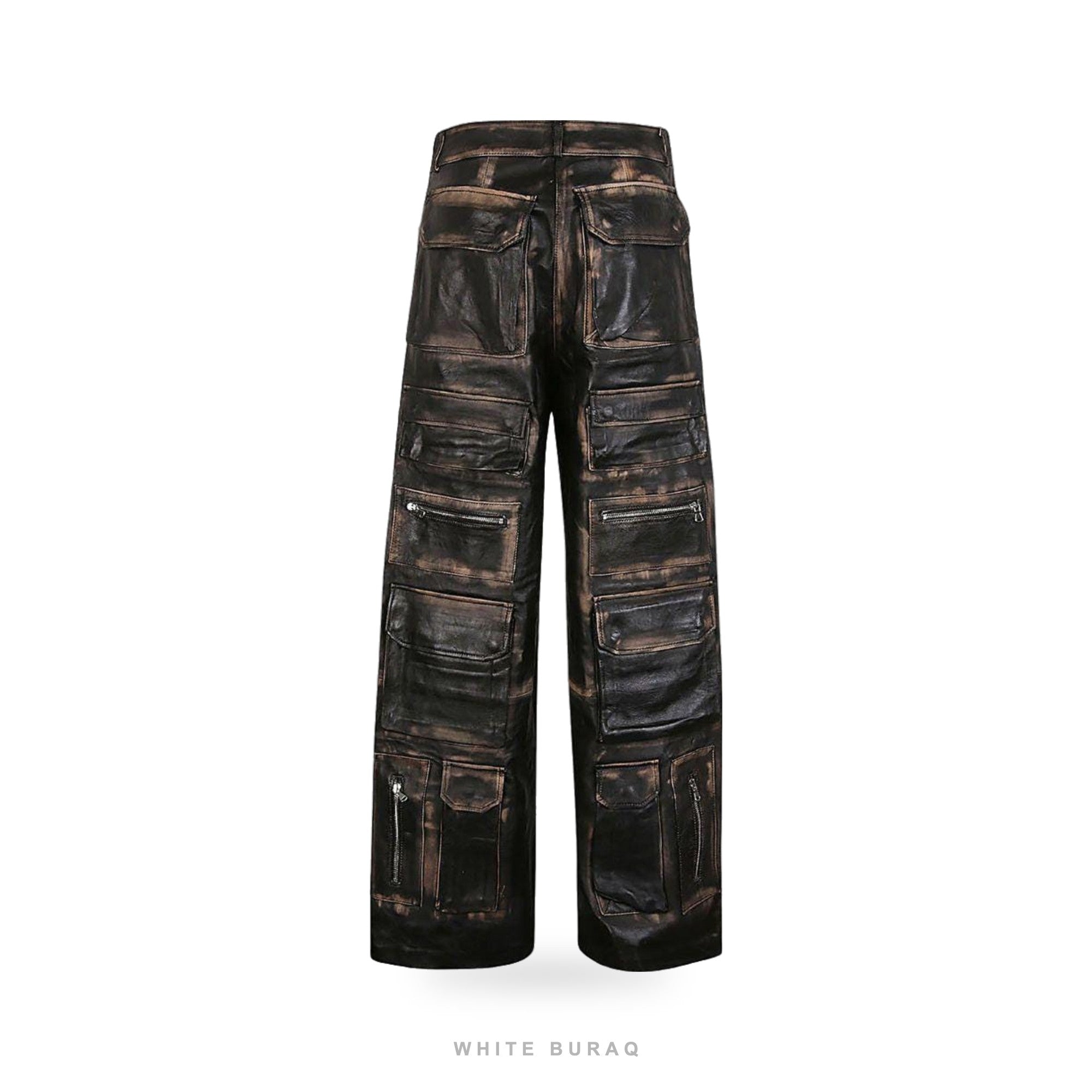 Men's Distressed Lambskin Leather Cargo Pants – view 2