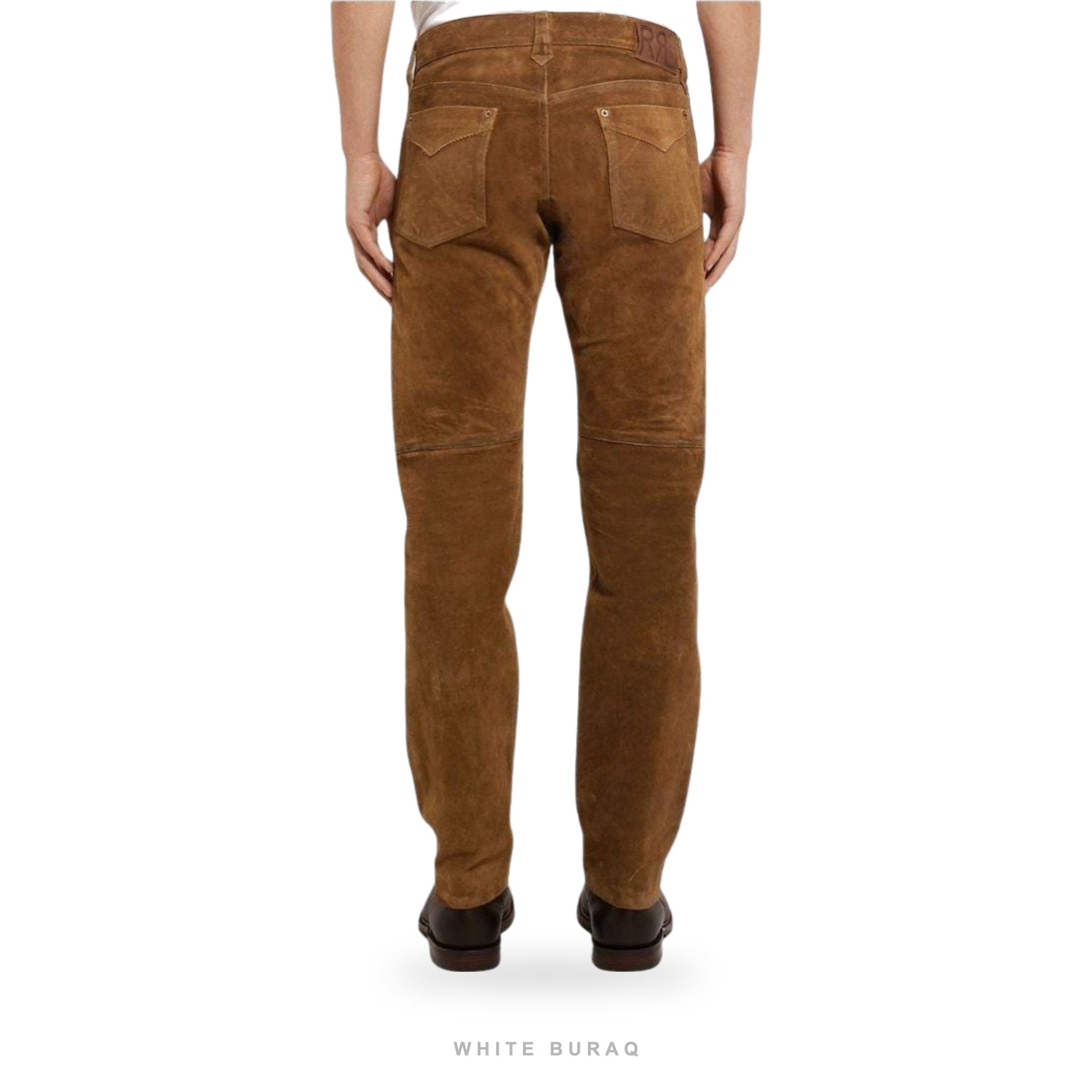 Men's Brown Goatskin Suede Trousers – view 2