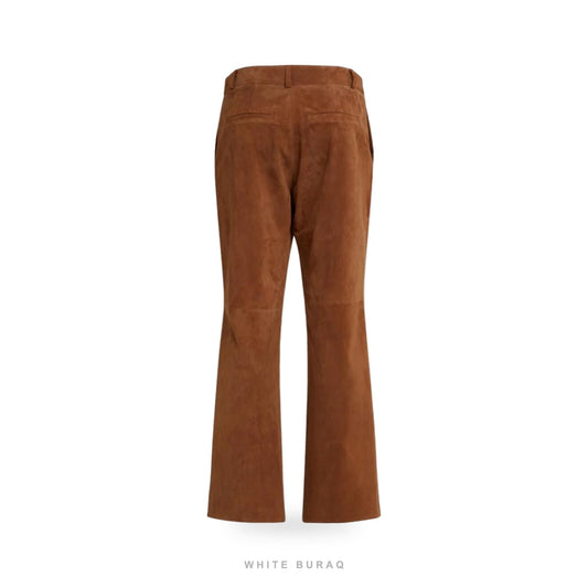 Women's Brown Suede High-Waist Flared Pants – view 2