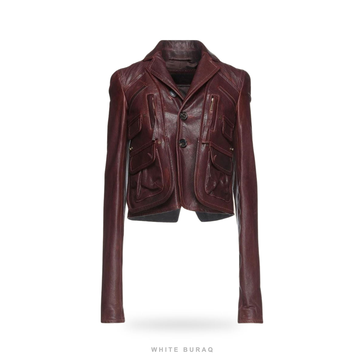 Women's Burgundy Cropped Sheepskin Leather Jacket