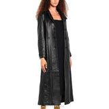 Women's Full-Length Black Leather Trench Coat – view 3