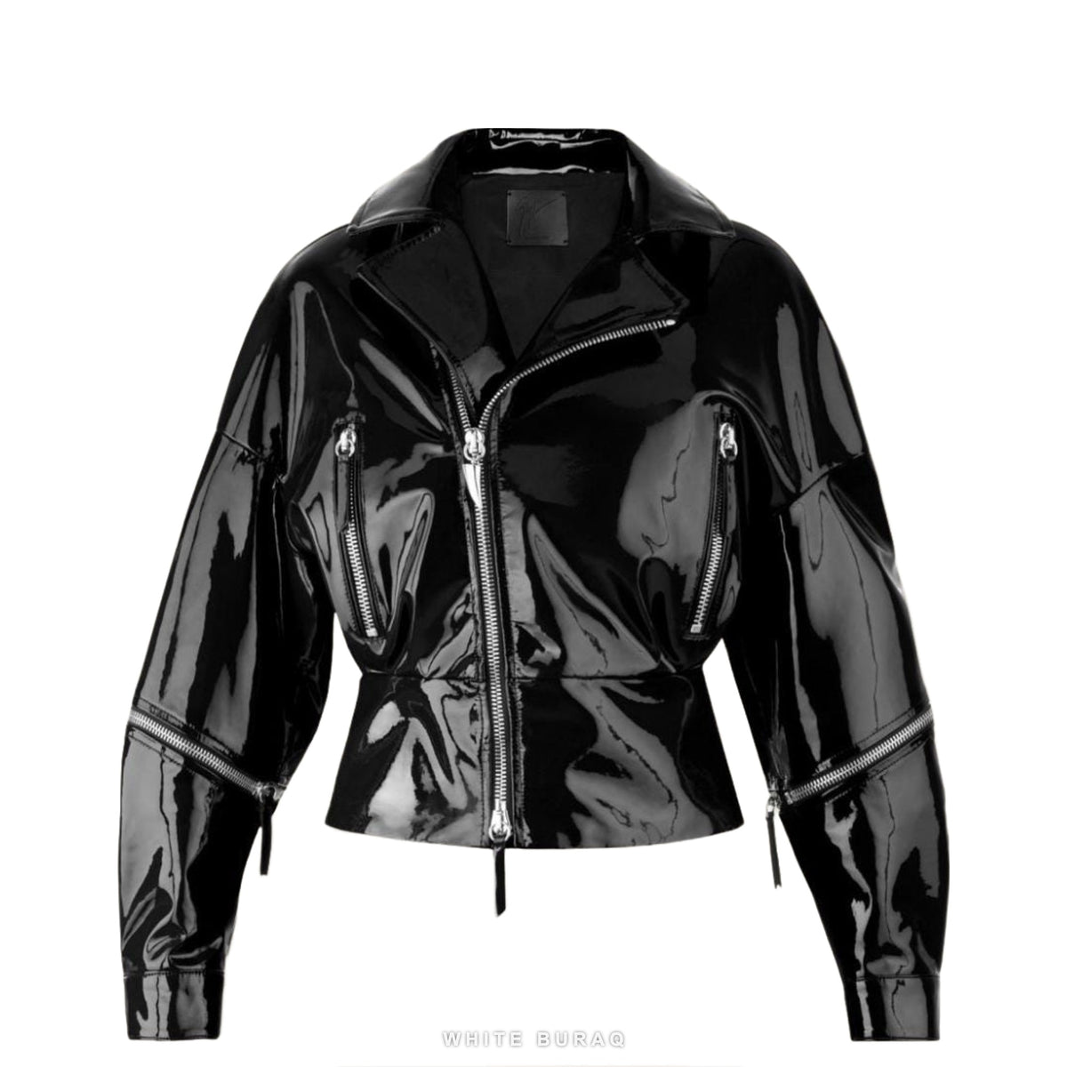 Women's Black Vinyl Asymmetric Motorcycle Jacket