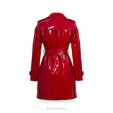 Women's Red Vinyl Double-Breasted Trench Coat – view 4