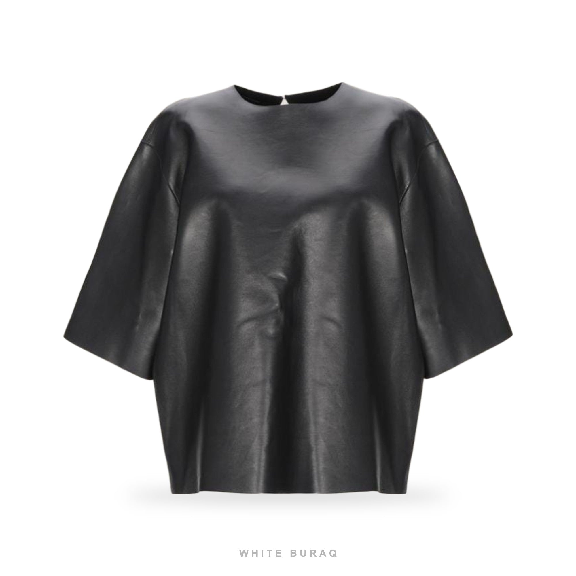Women's Black Lambskin Leather Oversized Top