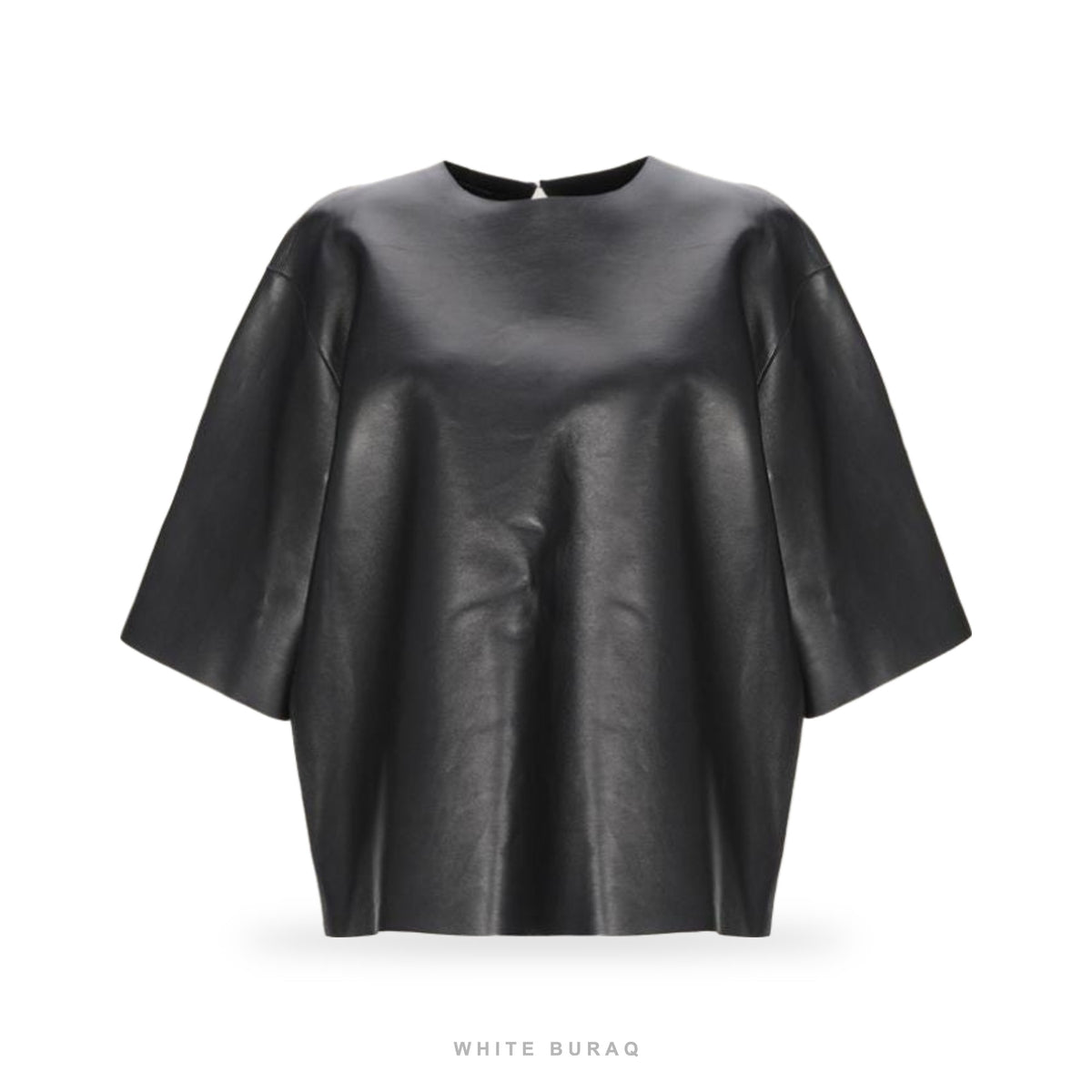Women's Black Lambskin Leather Oversized Top