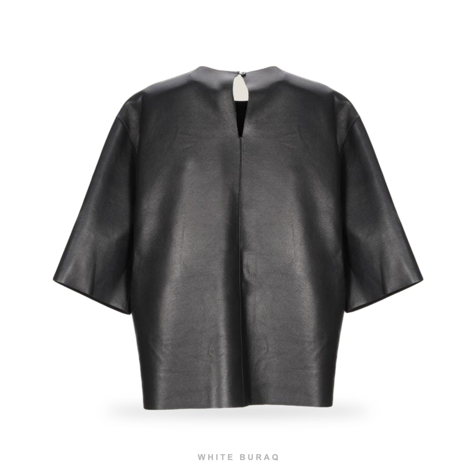 Women's Black Lambskin Leather Oversized Top – view 2