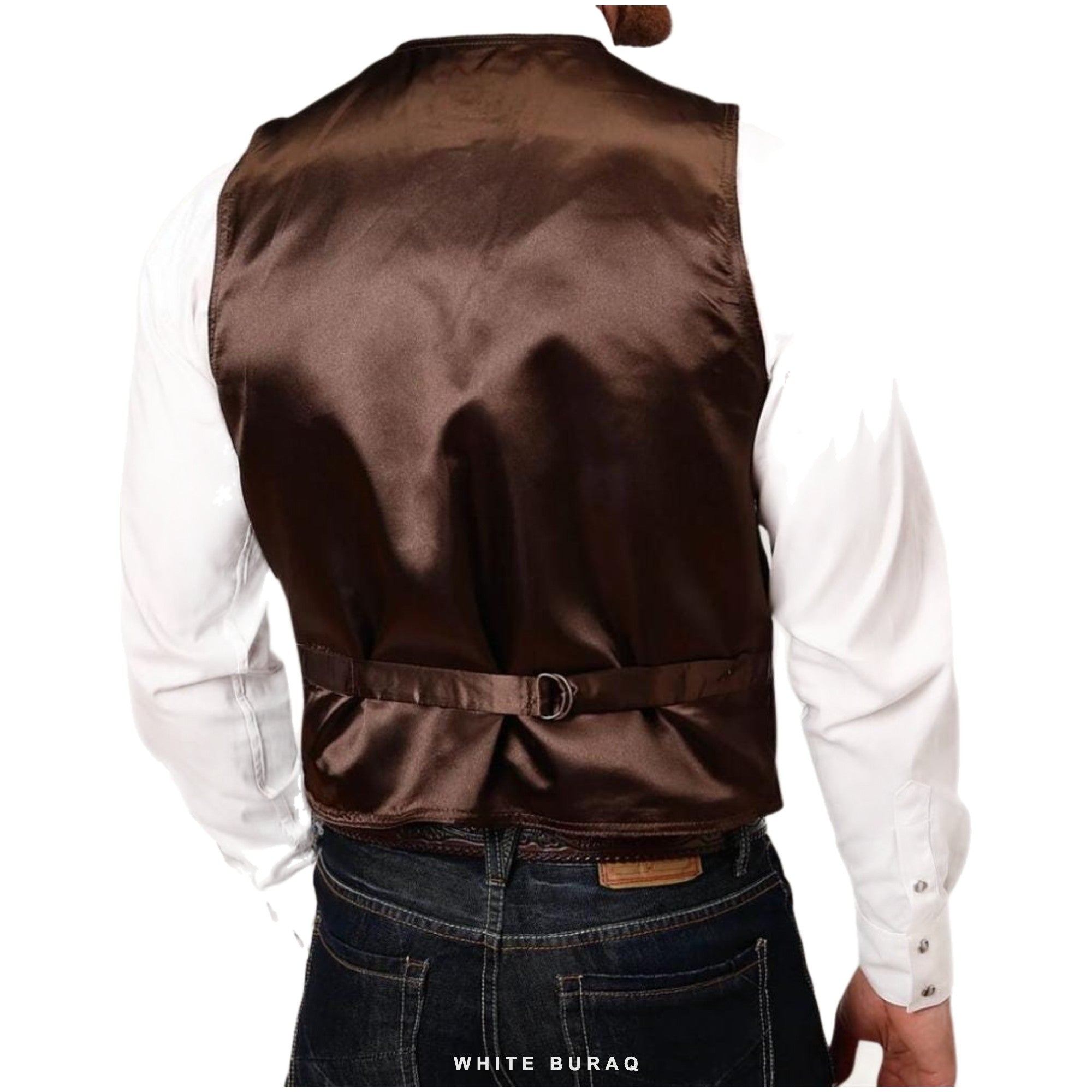 Men's Dark Brown Suede Western Vest – view 2