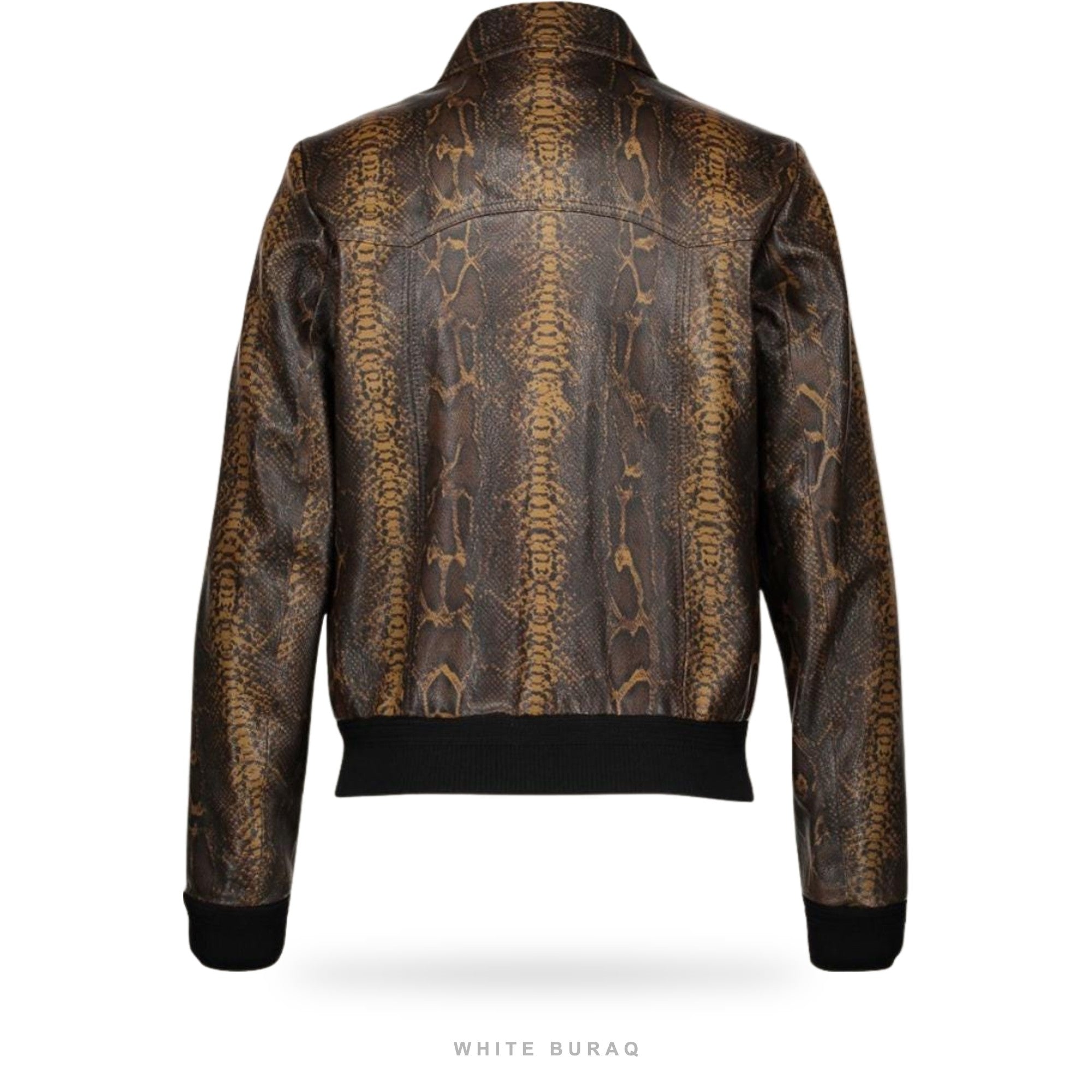 Men's Brown Reptile-Embossed Sheepskin Bomber Jacket – view 2