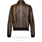 Men's Brown Reptile-Embossed Sheepskin Bomber Jacket – view 2