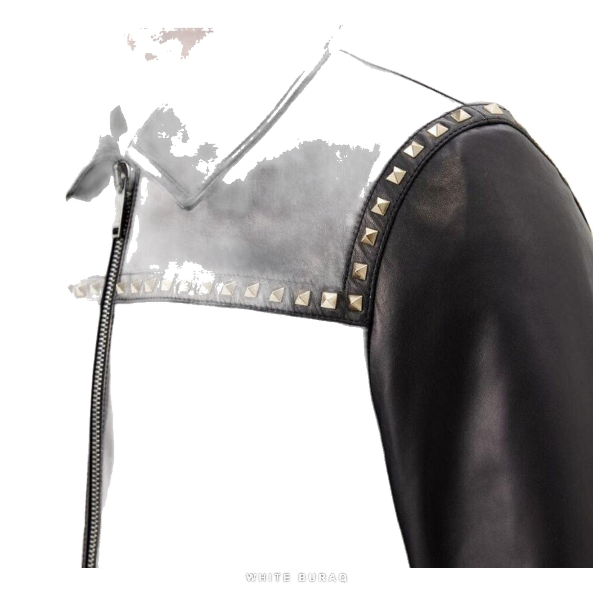 Men's Black Leather Jacket with Rock Studs – view 3