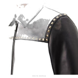 Men's Black Leather Jacket with Rock Studs – view 3