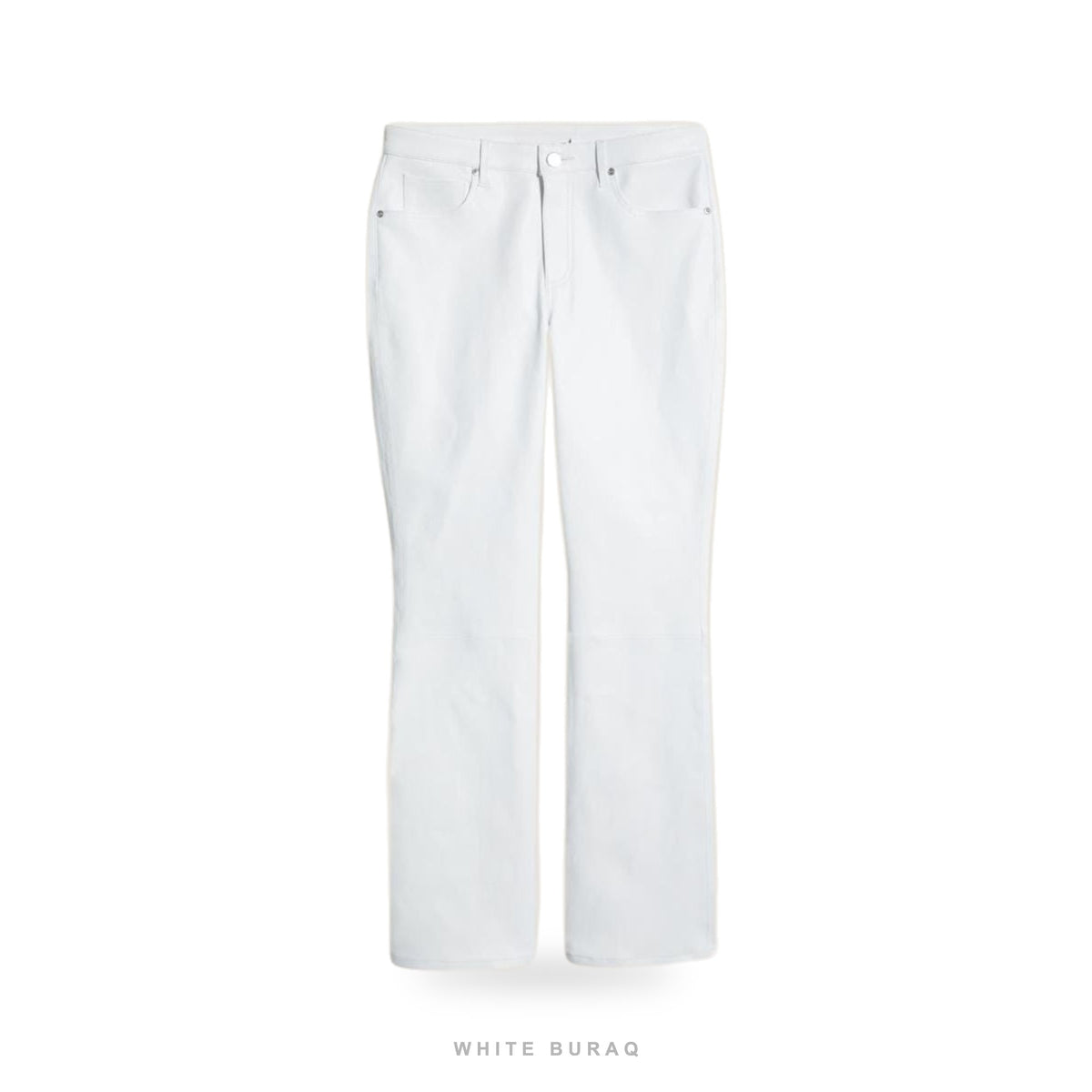 Men's White Leather Straight-Leg Pants