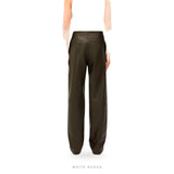 Men's Olive Green Leather Relaxed-Fit Pants – view 2