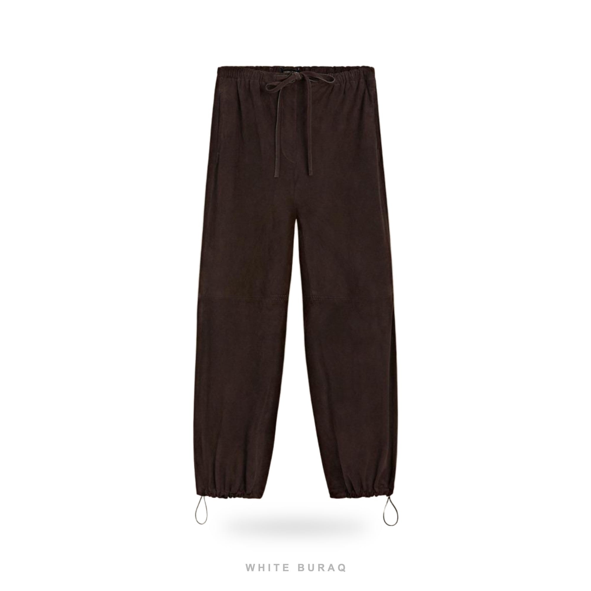 Women's Brown Suede Drawstring Trousers