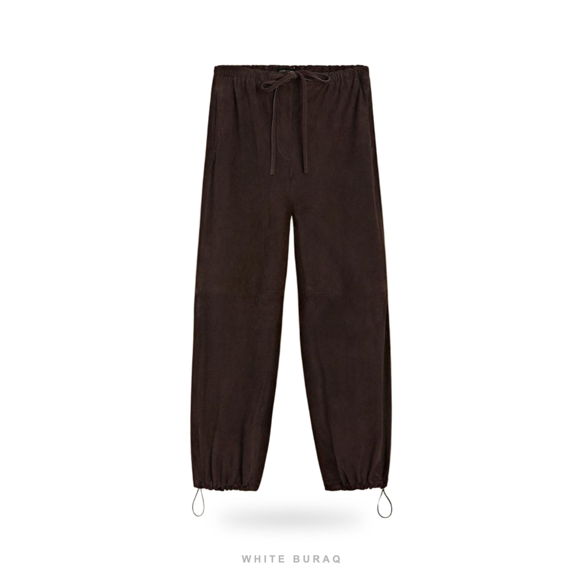 Women's Brown Suede Drawstring Trousers