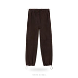 Women's Brown Suede Drawstring Trousers