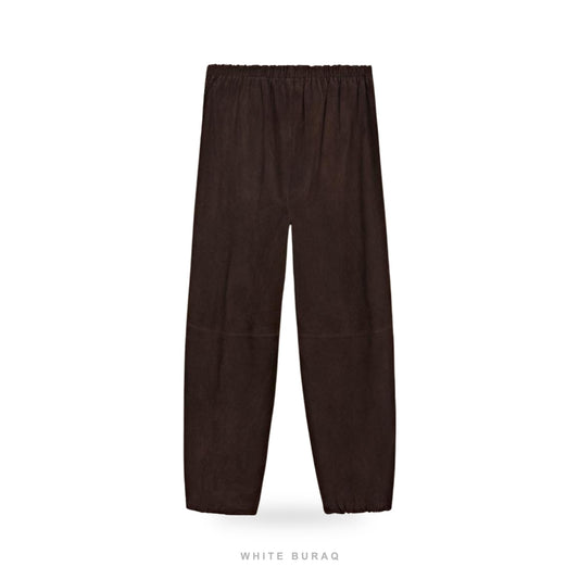 Women's Brown Suede Drawstring Trousers – view 2