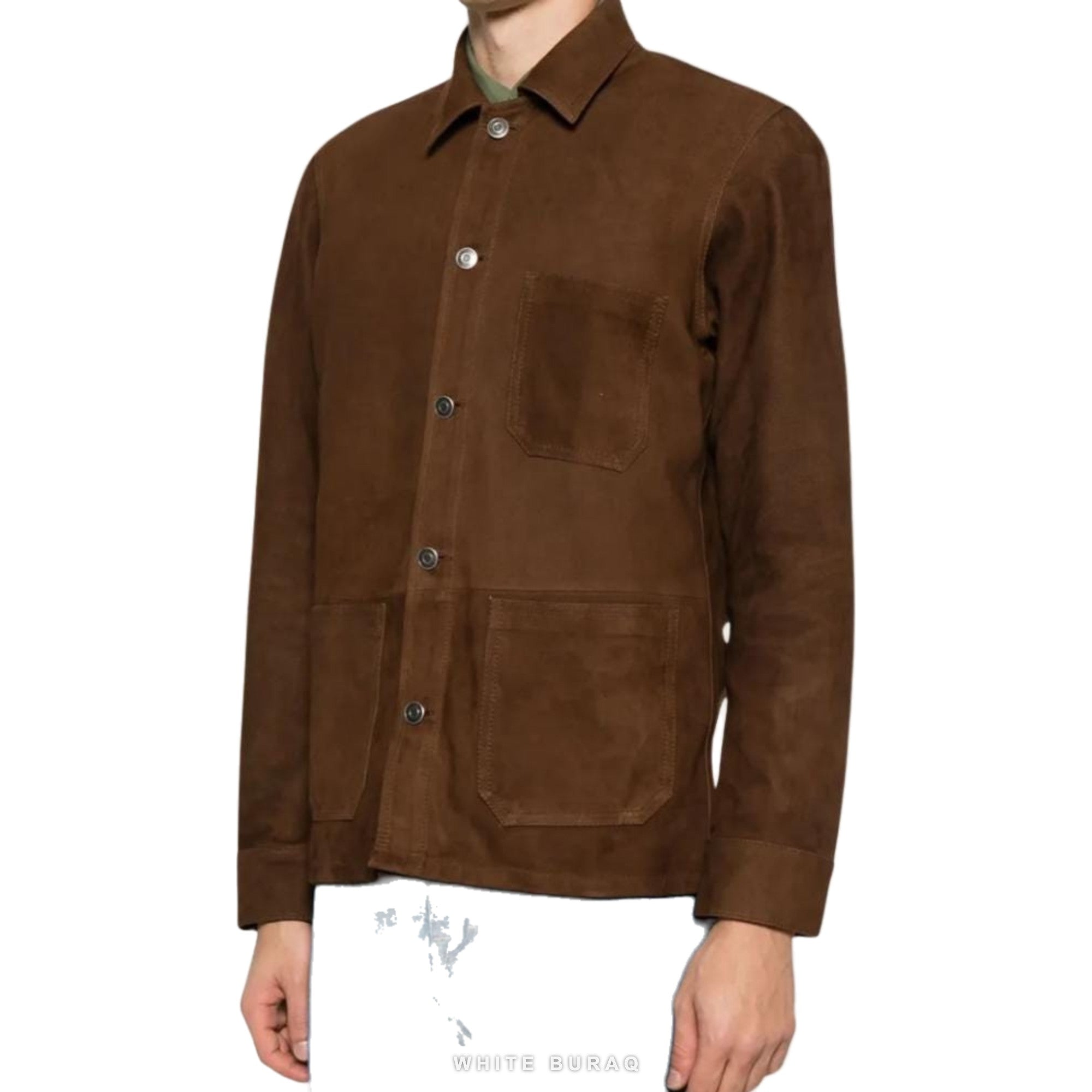 Men's Brown Goatskin Suede Western Shirt