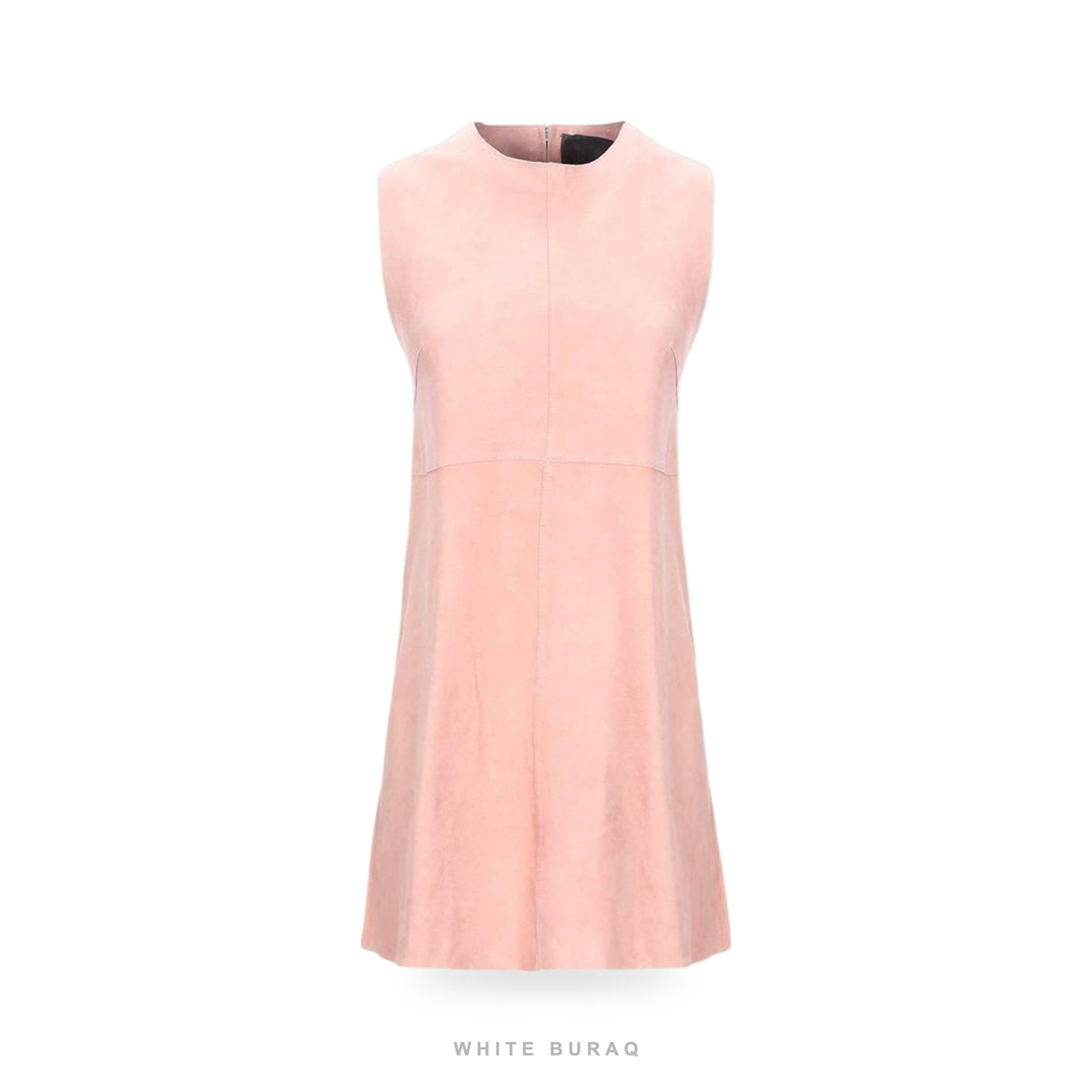 Women's Blush Pink Leather A-Line Mini Dress