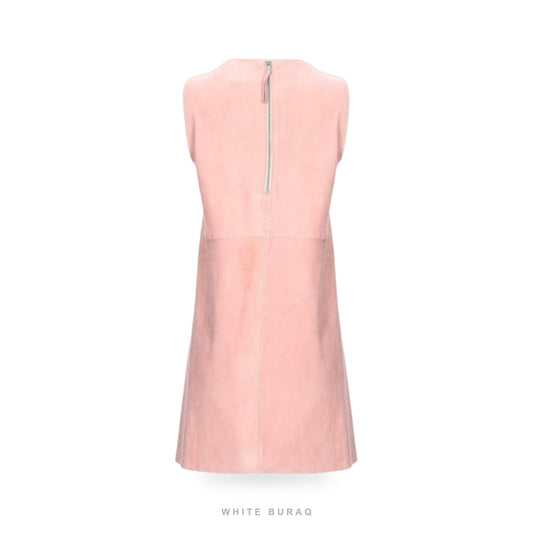 Women's Blush Pink Leather A-Line Mini Dress – view 2