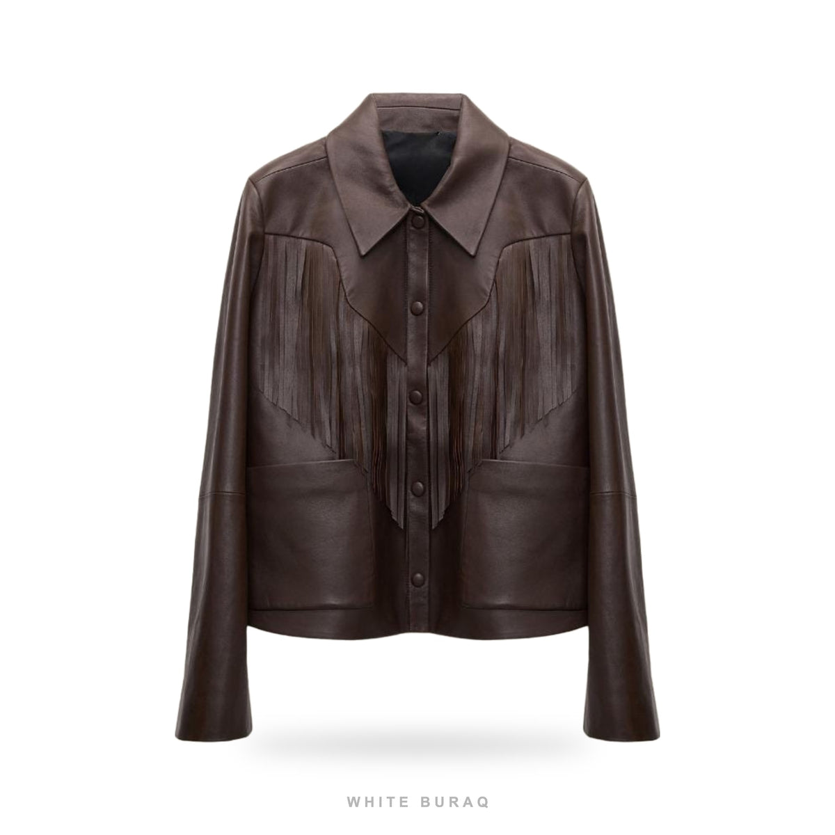 Women's Dark Brown Leather Western Fringe Jacket