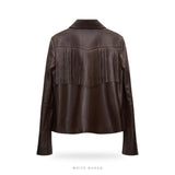 Women's Dark Brown Leather Western Fringe Jacket – view 2
