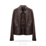 Women's Dark Brown Leather Western Fringe Jacket – view 3